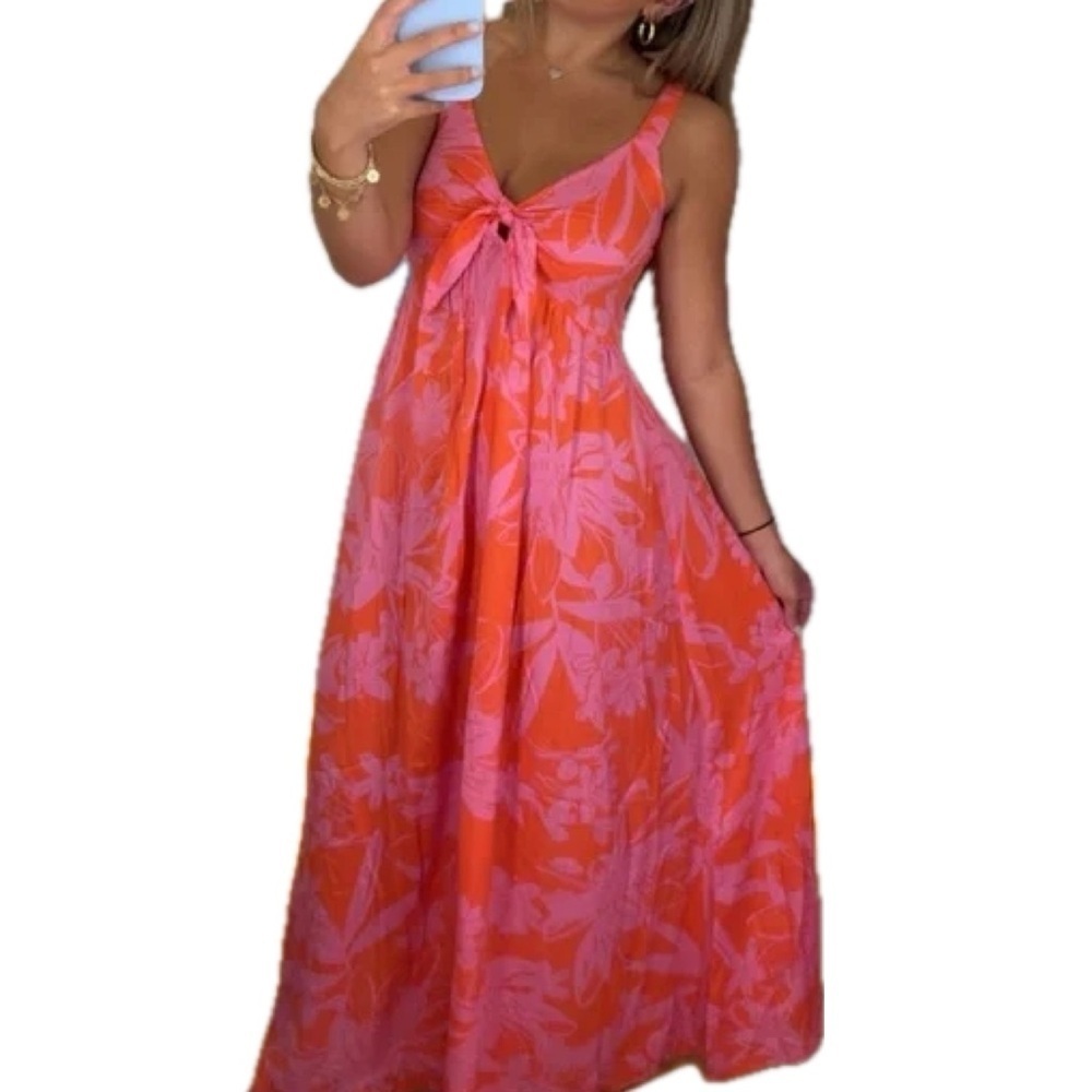 Japna Pink Floral Maxi Dress / Coverup - Picture 5 of 6